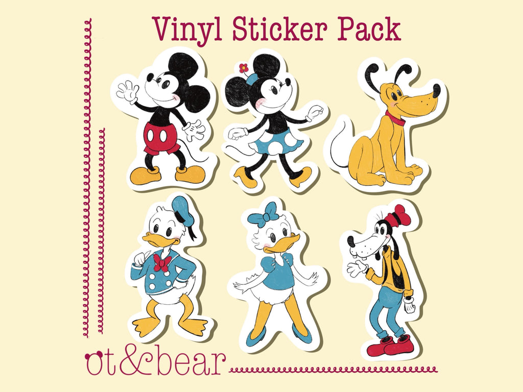 Mouse Party Sticker Pack | Waterproof, vinyl, 6 pack, Disney