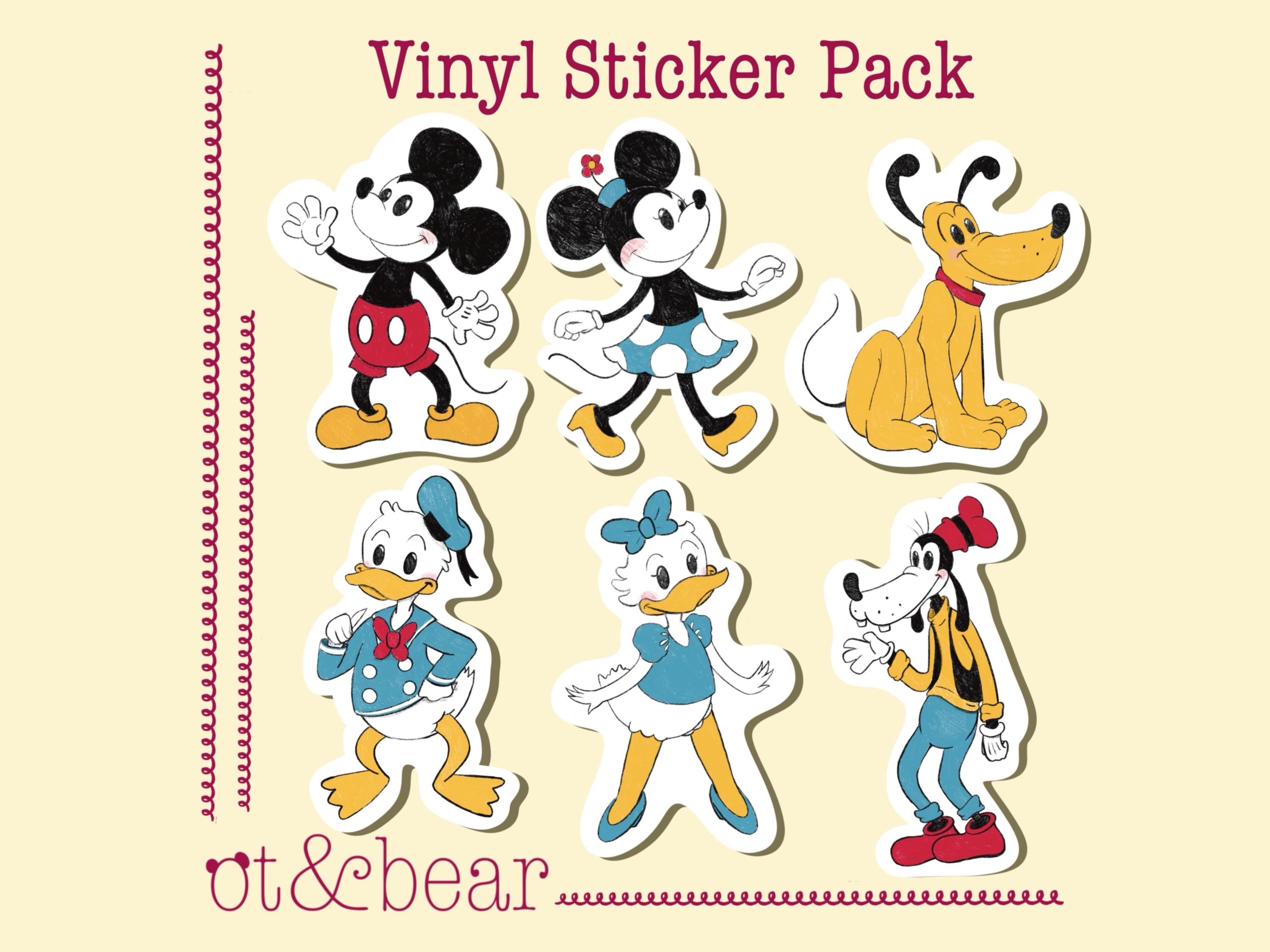 Mouse Party Sticker Pack | Waterproof, vinyl, 6 pack, Disney