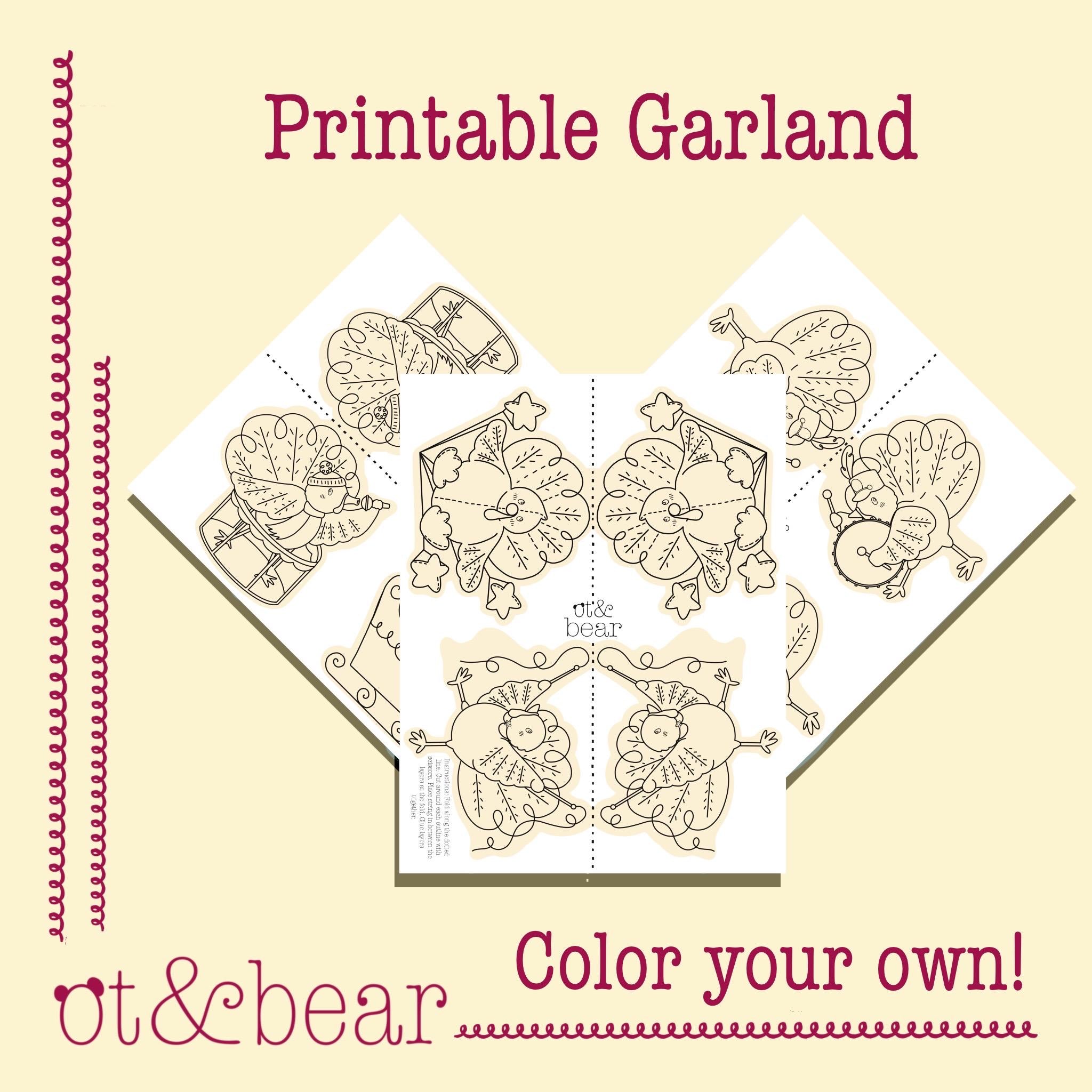 Turkey Parade Printable Coloring Garland