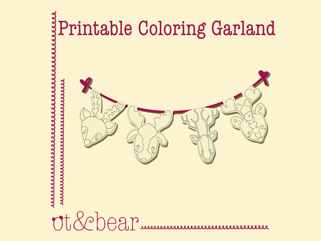 Reindeer Roundup Printable Coloring Garland